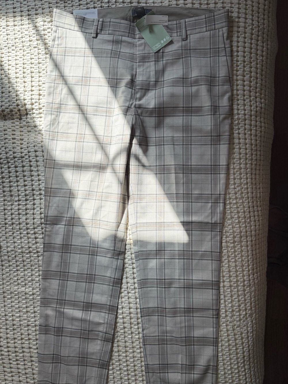 H&M Men's Light Gray Plaid Dress Pants